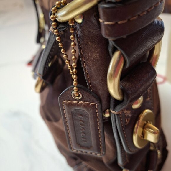 Coach Signature Carly Chocolate Brown Medium Shoulder Bag Purse with Dust Bag - Picture 6 of 12